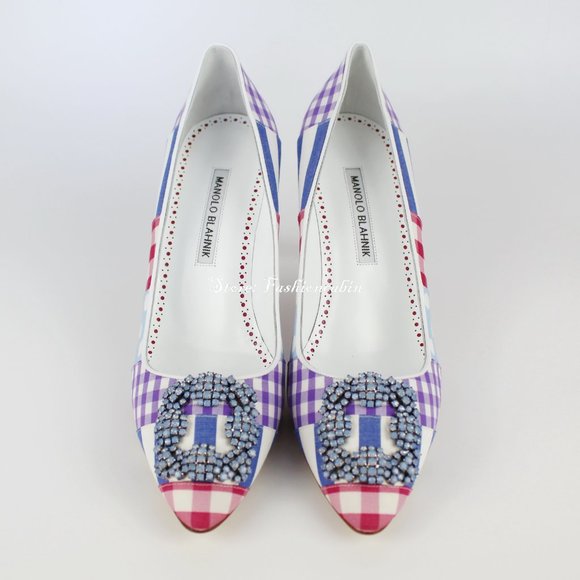 NEW MANOLO BLAHNIK Hangisi Patch Embellished Heeled Pumps - Picture 3 of 13